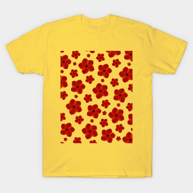 Boho Red Flower Pattern T-Shirt by TintedRed